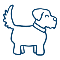 Dog Aggression Training Toledo OH - Professional Behavior Modification 2 Simple line icon of a standing dog wearing a collar representing pet care, dog services, or animal companionship