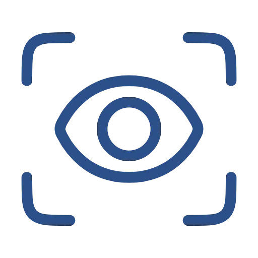 Private Dog Training in Toledo, OH 1 Blue eye recognition icon representing computer vision, image scanning, or visual detection technology