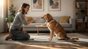 How to Choose Dog Aggression Trainers in Toledo, OH 2 Dog aggression trainers guiding calm indoor obedience